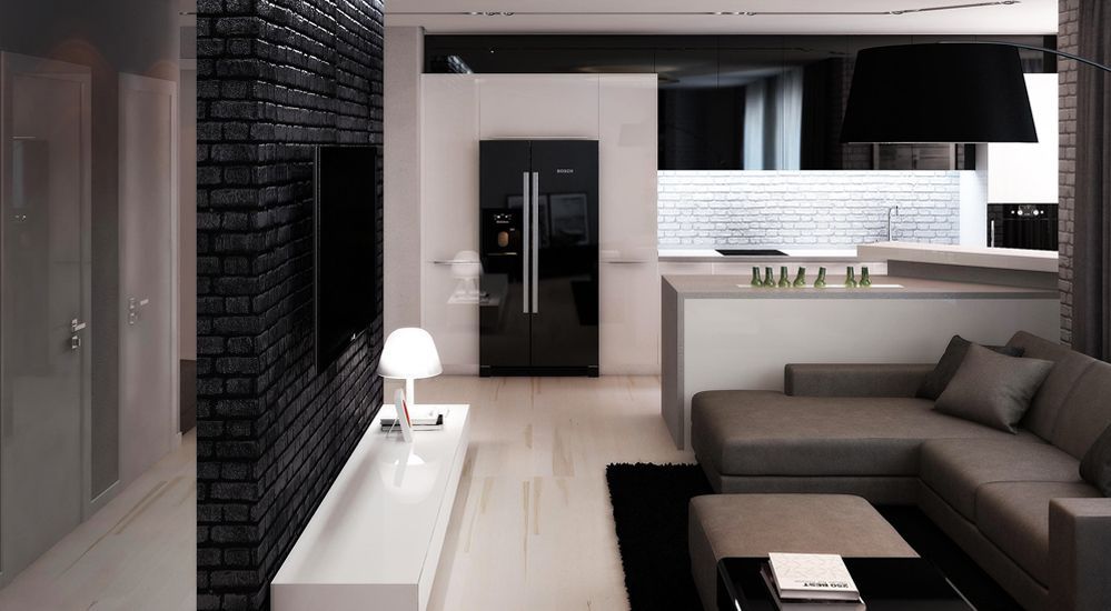 Дизайнерский ремонт квартир в черно-белом стиле